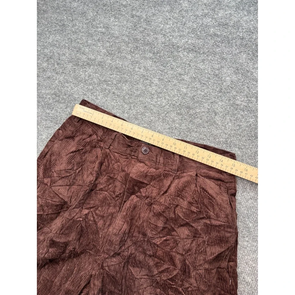 Trust Mens Brown Corduroy Pants 32x30 Relaxed Straight‎ Leg Pleated Cotton 32X30